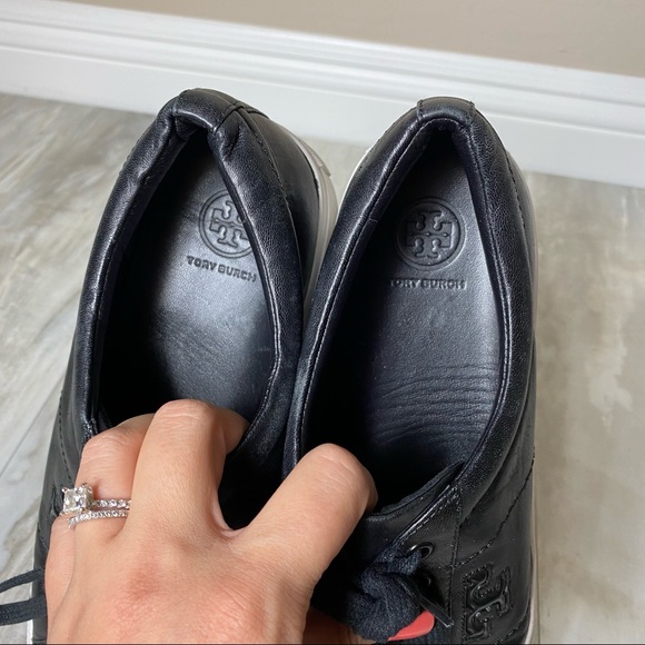 Tory Burch Black Leather Sneakers - Picture 7 of 9